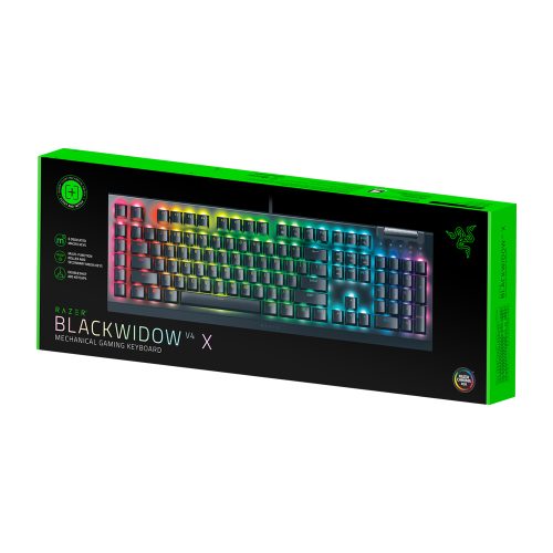 Teclado Razer BlackWidow V4 X - Mecánico Verde, Retroiluminación Chroma, Diseño en Negro, US