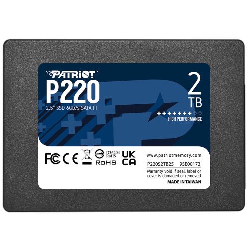 SSD SATA 2.5 Patriot P220 de 2TB - Almacenamiento Rápido 550MB/s para Mejora de Rendimiento