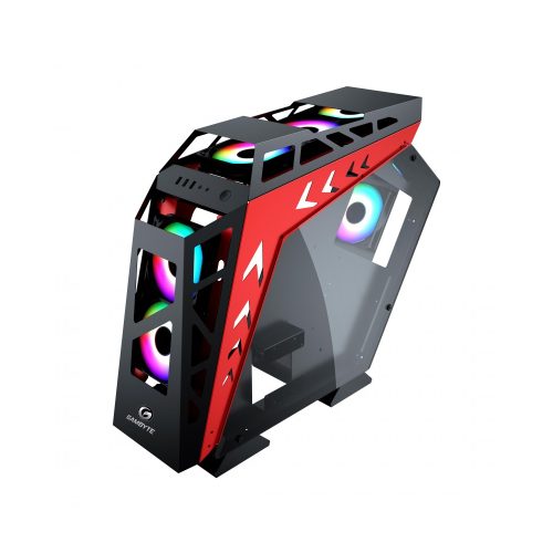 Case Gambyte Metal Warrior Rojo - Paneles de Vidrio, 7 Ventiladores, Diseño Premium para Gaming