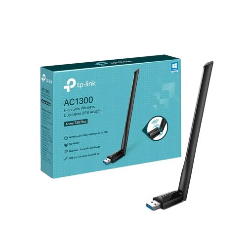 Adaptador USB Inalámbrico TP-Link T3U Plus AC1300 Mbps - Conectividad rápida y compacta