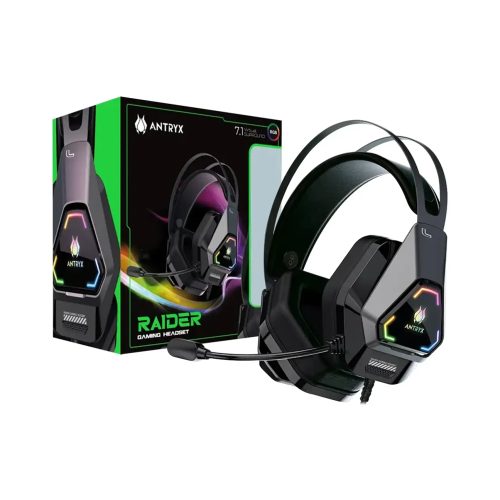 Auriculares Antryx Raider Gaming 7.1 con Micrófono, USB RGB, Color Negro - Sonido Immersivo