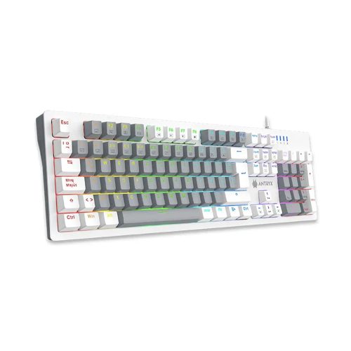 Teclado Gamer Antryx MK-860L Mecánico Blanco con Switch Blue y LED RGB - Experiencia de Juego Inigualable