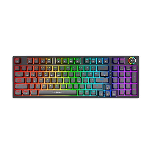 Teclado Gamer Cybertel Striker GK1008-3M Mecánico, Switch Rojo, RGB, Color Negro, Conexión USB