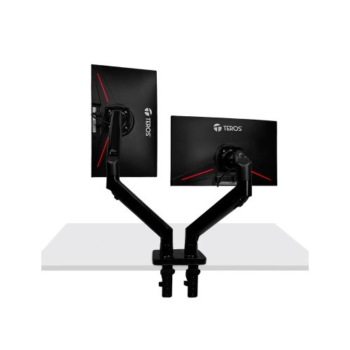 Rack para 2 monitores de 22" a 32" TEROS TE-7114, soporte ajustable y ergonómico, ideal para oficina