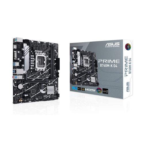 Placa Base ASUS Prime B760M-K D4, Intel B760, LGA1700, Compacta mATX para Potente Rendimiento