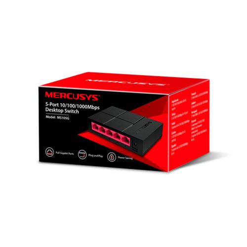 Conmutador Mercusys MS105G de 5 Puertos 10/100/1000 Mbps - Ideal para Redes Sobremesa Compactas