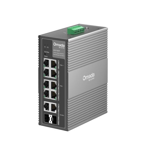 TP-Link Omada IES210GPP, Switch PoE de 10 Puertos Gigabit, Ideal para Redes de Alta Velocidad