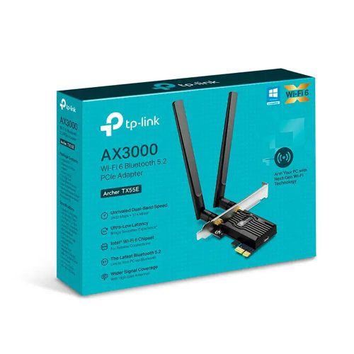 Adaptador PCI Express TP-Link Archer TX55E AX3000 WiFi 6 Bluetooth Compatible PC