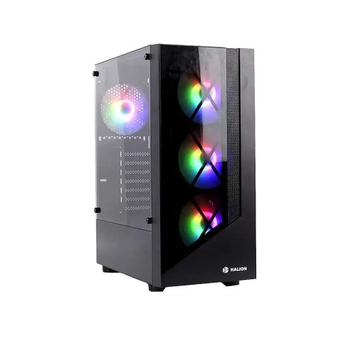 Case Halion Dragon 500W con Panel de Vidrio y 4 Ventiladores RGB - Ideal para Gaming y PCs Personalizadas