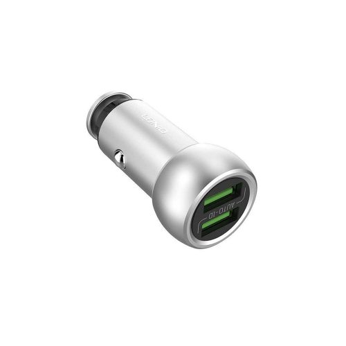Cargador de Auto LDNIO C401 Doble USB 18W, Salida 5V/3.6A, Aleación de Zinc, Plata