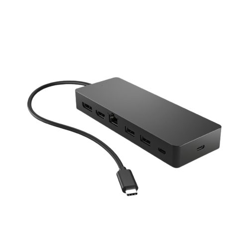 Hub multipuerto USB-C HP, modelo 50H55AA, con conexión versátil y diseño compacto para facilitar tu trabajo.