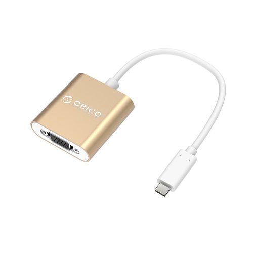 Adaptador Orico RCH-GD-PRO USB Tipo C a VGA Hembra 15 cm, Full HD 1080p, Color Dorado