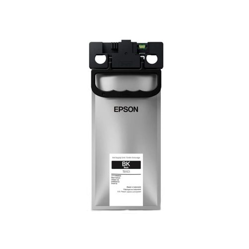 Bolsa de tinta Epson T01C1 negra, alta capacidad para 10,000 páginas, calidad excepcional para impresión.