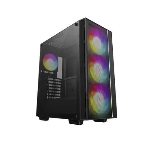 Caja Deepcool Matrexx 55 Mesh V4 ATX con panel de vidrio y 4 ventiladores RGB, color negro