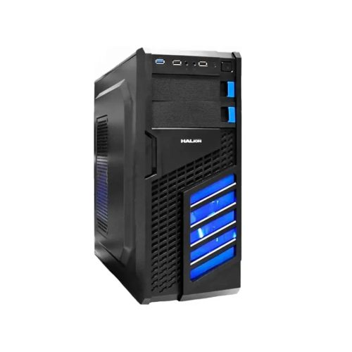 Caja Halion Scorpion 5906 Azul con Ventilador LED 400W - Ideal para PC y Gaming, Espacio Optimizado
