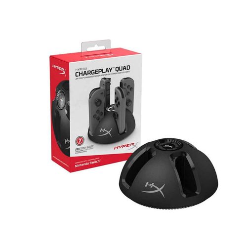 Cargador HyperX Chargeplay Quad para Joy-Con de Nintendo, 4 puertos y 4 indicadores LED, compacto y eficiente