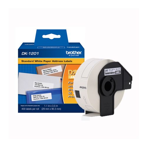 Etiqueta Autoadhesiva Brother DK1201 62mm x 15.24m Color Negro Ideal para Impresora de Etiquetas