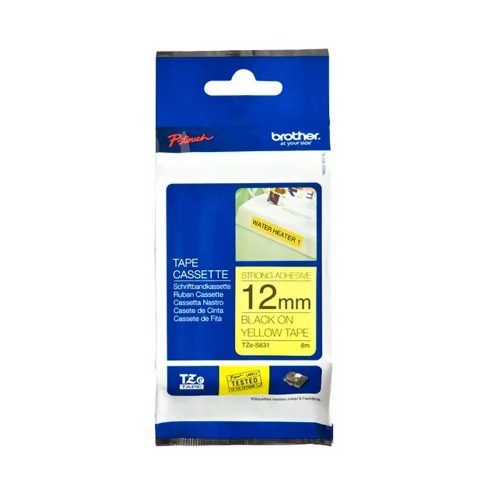 Cinta Brother TZe-S631 1/2" Negro sobre Amarillo para Etiquetadoras