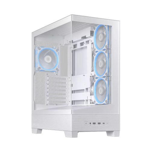 Case Mid Tower ASUS A31 Plus ARGB Conectividad 4 Ventiladores Blancos
